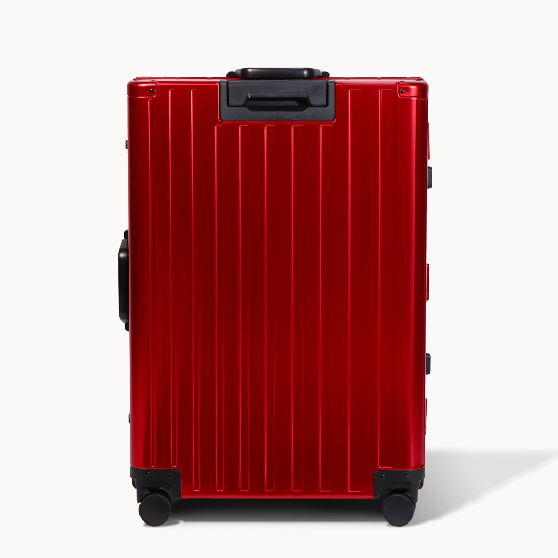 CHAVELLE luxury aluminium suitcase cherry red back profile with glossy finish