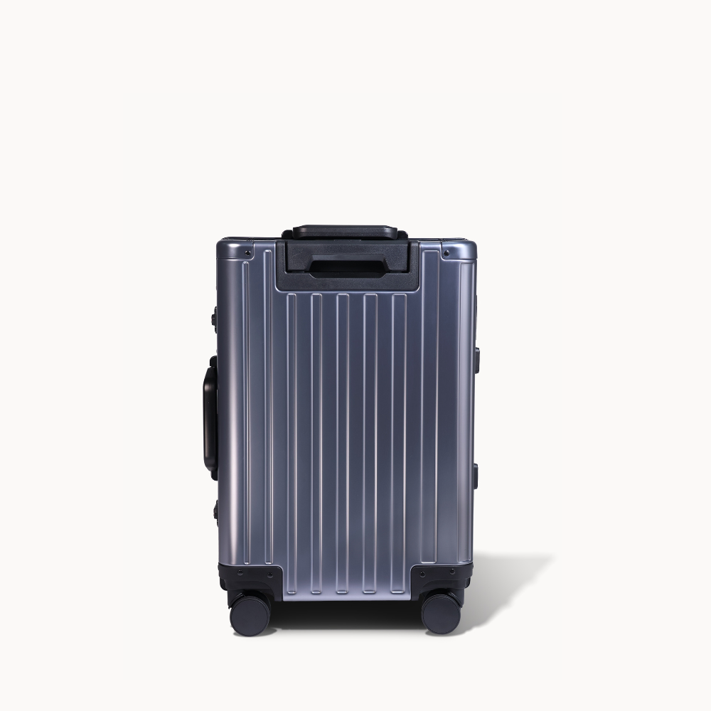 CHAVELLE luxury aluminium suitcase gun metal back profile with glossy finish