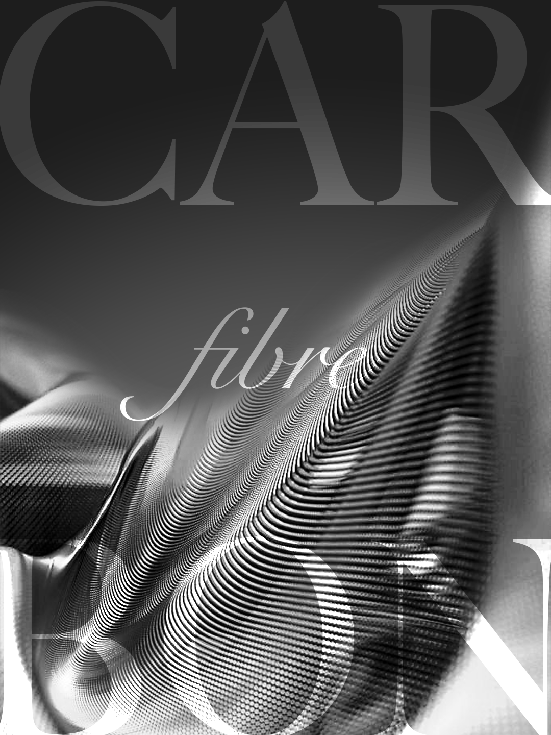 Textured material with 'CAR fibre' branding on a dark background