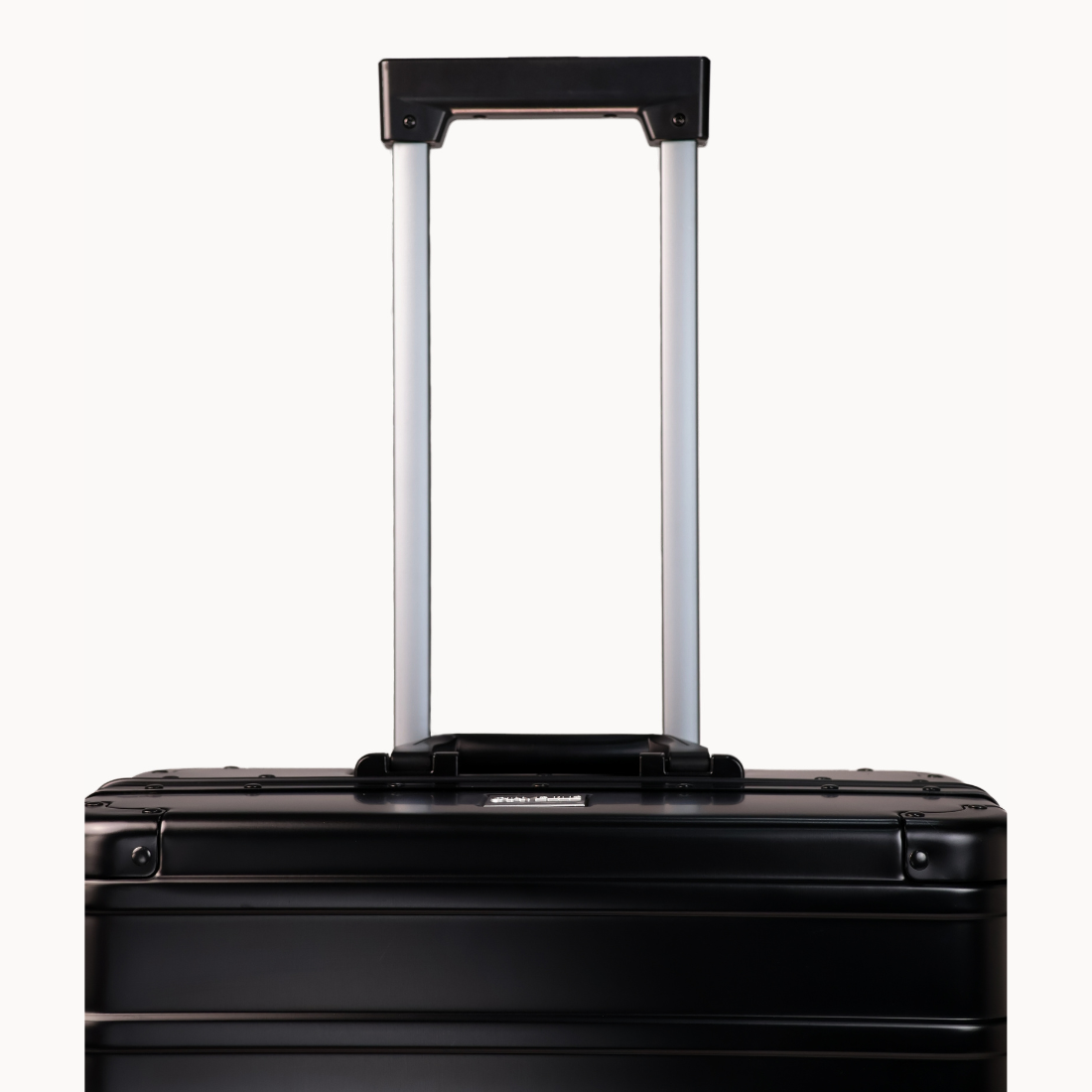 CHAVELLE luxury aluminium suitcase black with reinforced corners and long open telescopic handle