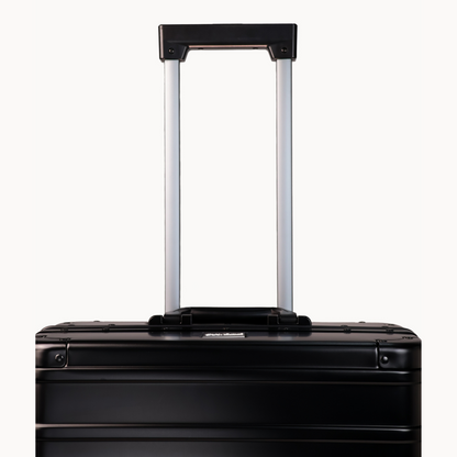 CHAVELLE luxury aluminium suitcase black with reinforced corners and long open telescopic handle