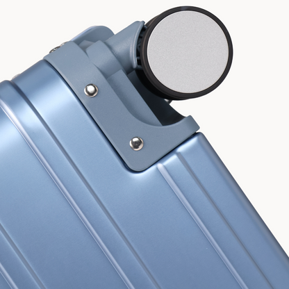 360° Spinner wheels of CHAVELLE luxury aluminium suitcase ice blue for smooth travel