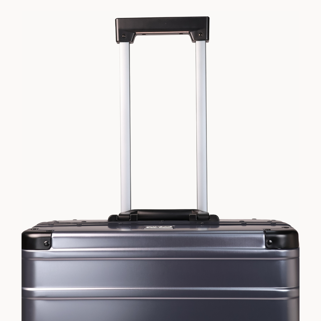 CHAVELLE luxury aluminium suitcase gun metal with reinforced corners and long open telescopic handle