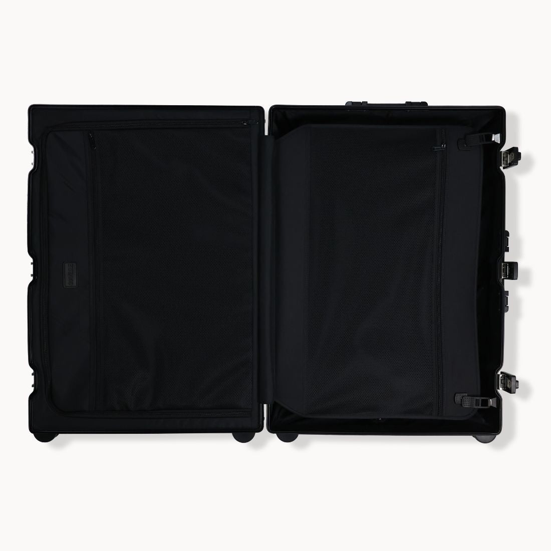 CHAVELLE aluminium suitcase open view showing spacious interior and compartments
