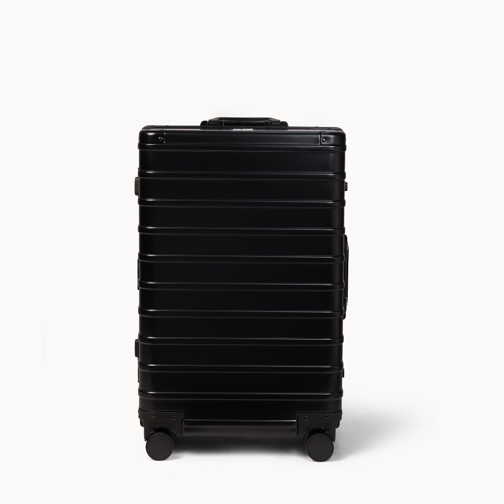 CHAVELLE aluminium luxury suitcase black with hard-shell design highlighting durable aluminium construction
