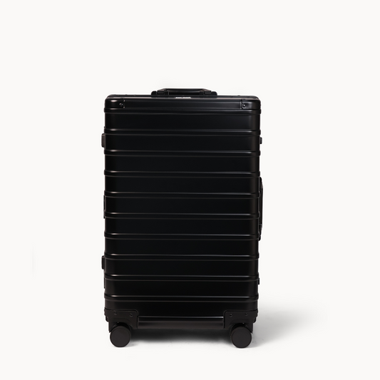 CHAVELLE aluminium luxury suitcase black with hard-shell design highlighting durable aluminium construction