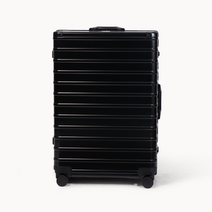 CHAVELLE aluminium luxury suitcase black with hard-shell design highlighting durable aluminium construction