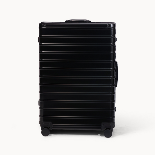 CHAVELLE aluminium luxury suitcase black with hard-shell design highlighting durable aluminium construction