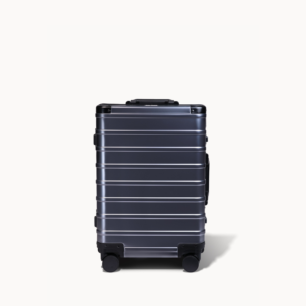 CHAVELLE aluminium luxury suitcase gun metal with hard-shell design highlighting durable aluminium construction