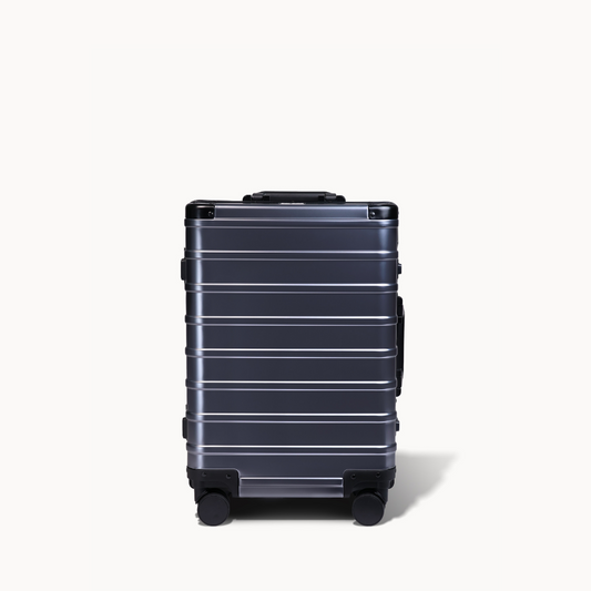 CHAVELLE aluminium luxury suitcase gun metal with hard-shell design highlighting durable aluminium construction