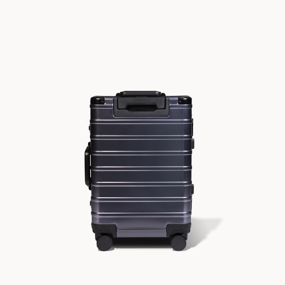 CHAVELLE luxury aluminium suitcase gun metal back profile with glossy finish 