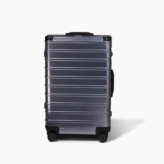 CHAVELLE aluminium luxury suitcase gun metal with hard-shell design highlighting durable aluminium construction