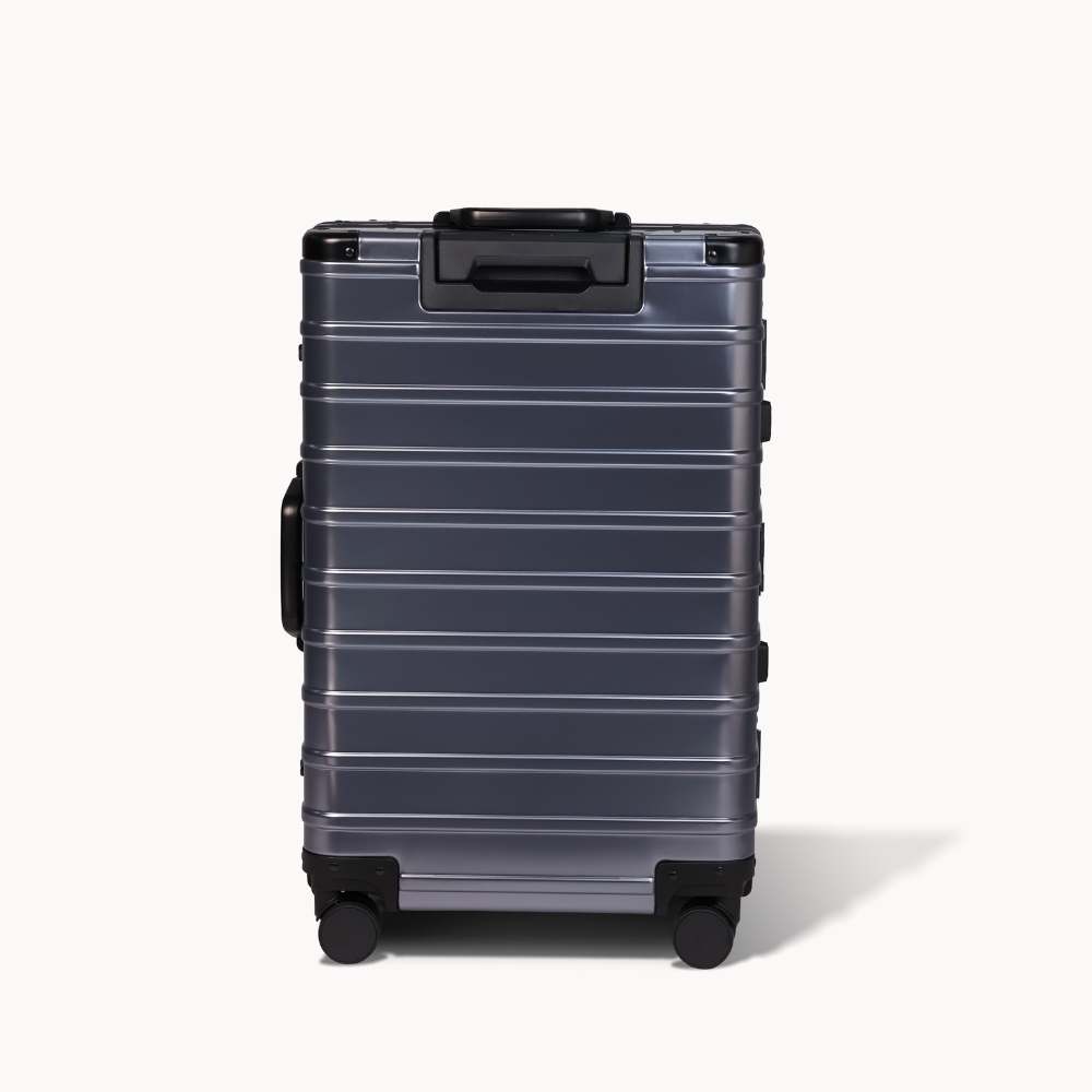 CHAVELLE luxury aluminium suitcase gun metal back profile with glossy finish 
