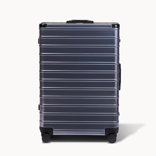 CHAVELLE aluminium luxury suitcase gun metal with hard-shell design highlighting durable aluminium construction