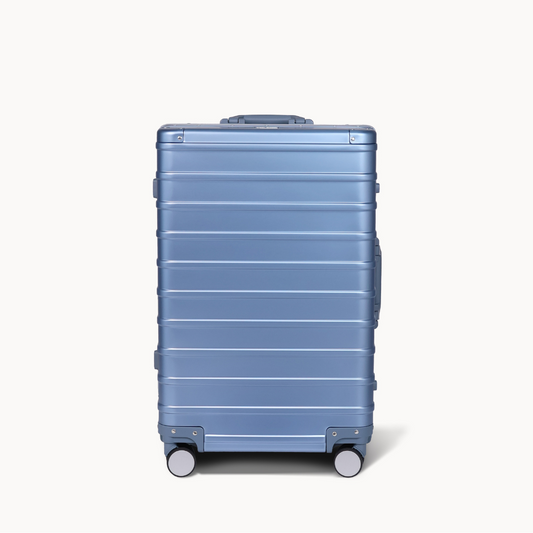 CHAVELLE aluminium luxury suitcase ice blue with hard-shell design highlighting durable aluminium construction
