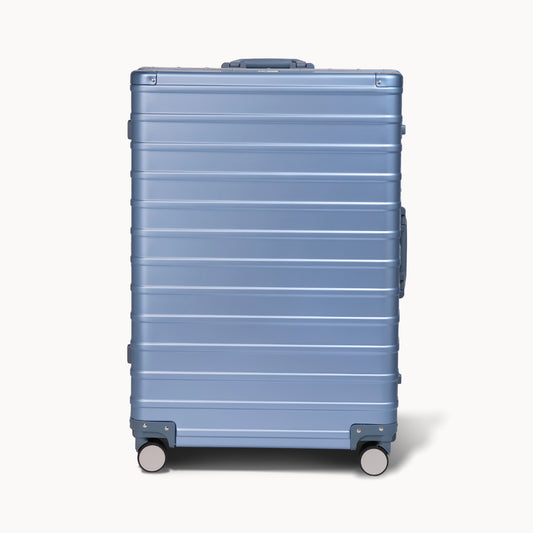 CHAVELLE aluminium luxury suitcase ice blue with hard-shell design highlighting durable aluminium construction