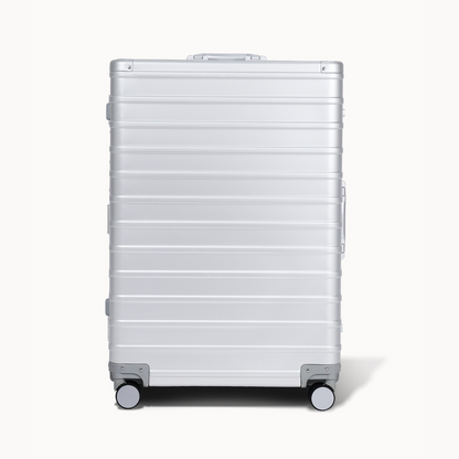 CHAVELLE aluminium luxury suitcase silver with hard-shell design highlighting durable aluminium construction