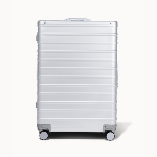 CHAVELLE aluminium luxury suitcase silver with hard-shell design highlighting durable aluminium construction