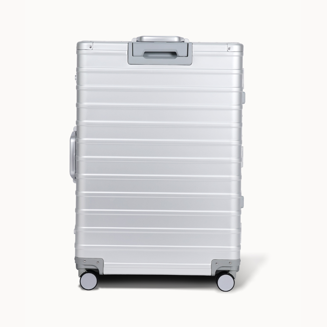 CHAVELLE luxury aluminium suitcase  silver back profile with glossy finish