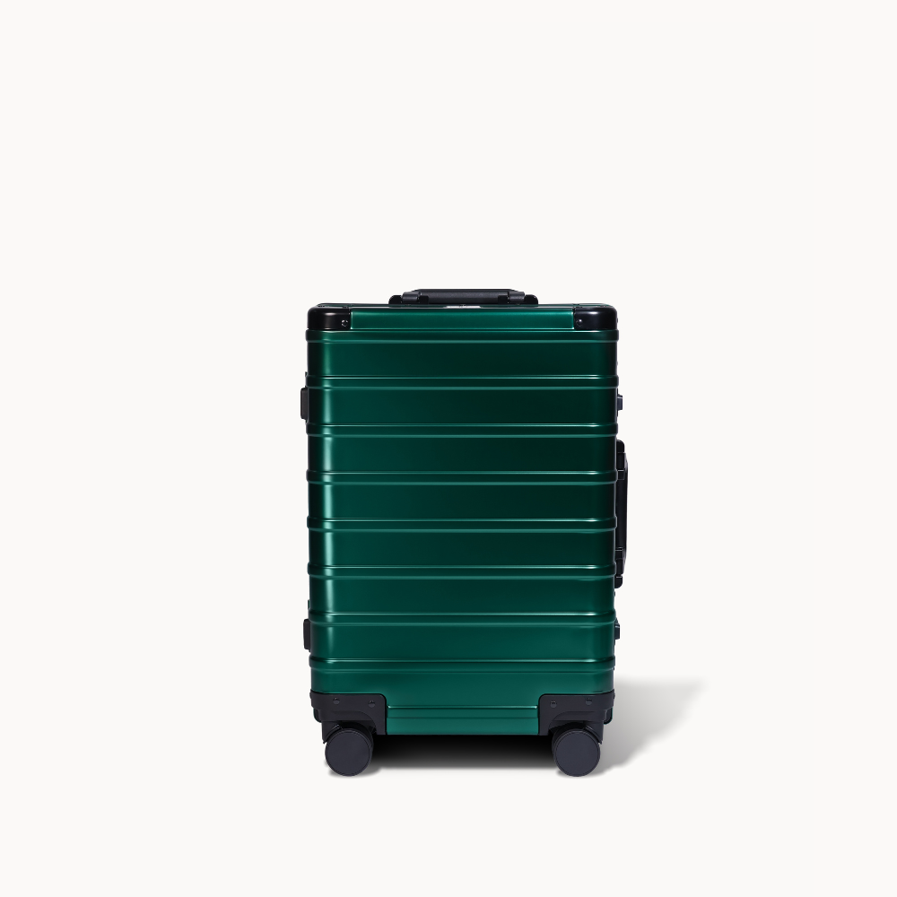 CHAVELLE aluminium luxury suitcase stone green with hard-shell design highlighting durable aluminium construction