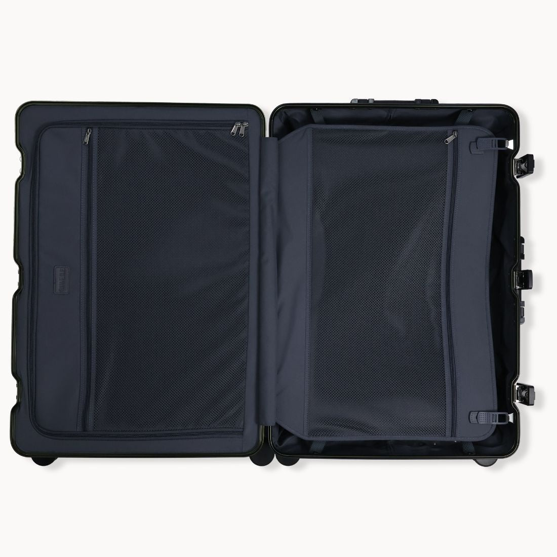 Open black suitcase on a white background