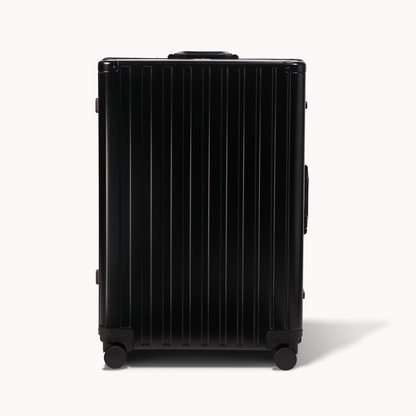 CHAVELLE aluminium luxury suitcase black with hard-shell design highlighting durable aluminium construction