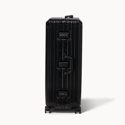 Black suitcase on a white background