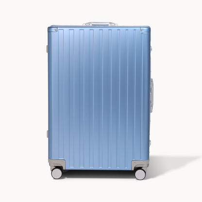 CHAVELLE aluminium luxury suitcase blue with hard-shell design highlighting durable aluminium construction