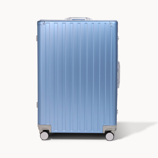 CHAVELLE aluminium luxury suitcase blue with hard-shell design highlighting durable aluminium construction