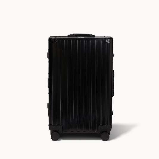 CHAVELLE aluminium luxury suitcase black with hard-shell design highlighting durable aluminium construction