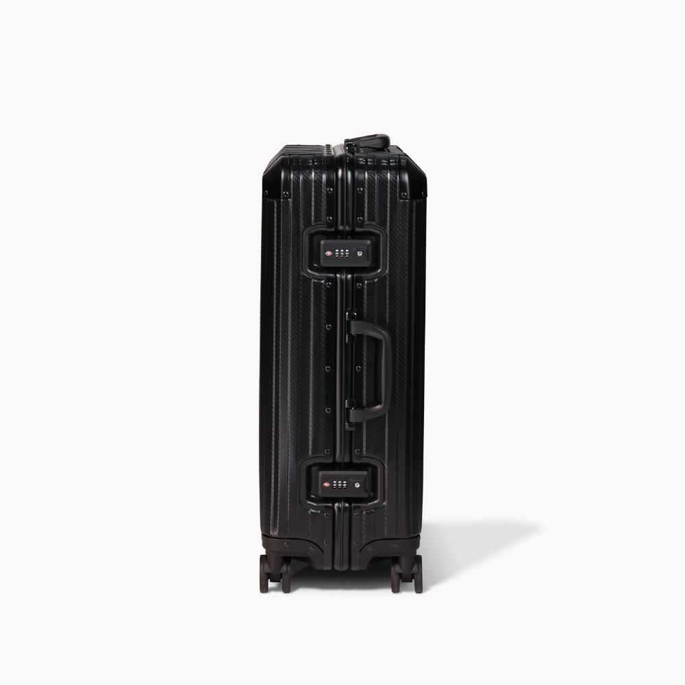 Black suitcase on a white background