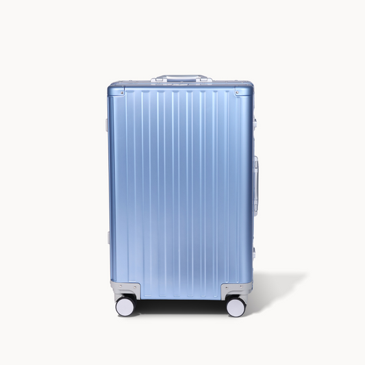 CHAVELLE aluminium luxury suitcase blue with hard-shell design highlighting durable aluminium construction