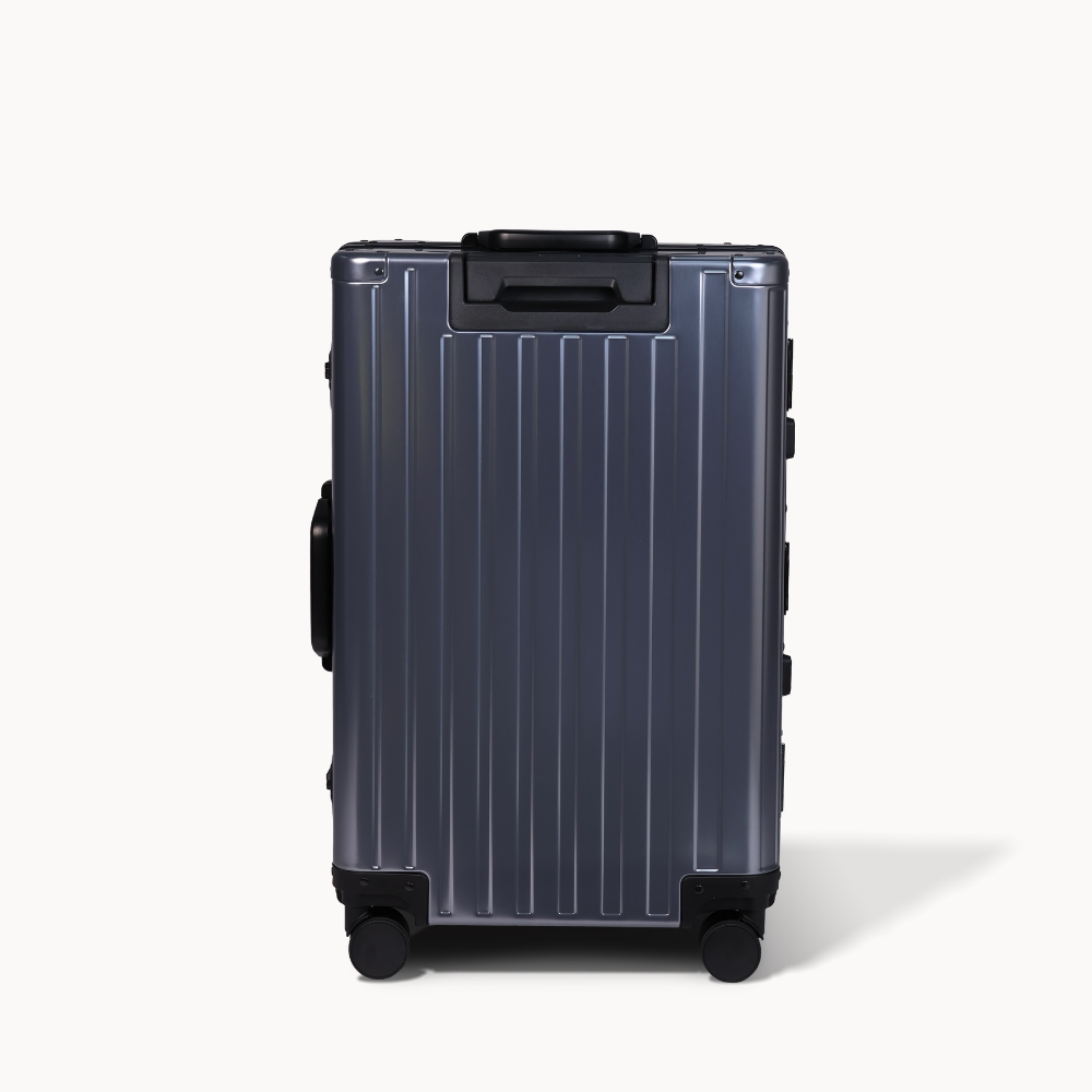 CHAVELLE luxury aluminium suitcase gun metal back profile with glossy finish 