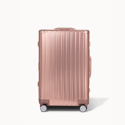 CHAVELLE aluminium luxury suitcase rose gold with hard-shell design highlighting durable aluminium construction