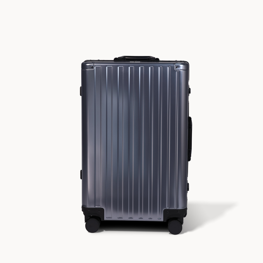 CHAVELLE aluminium luxury suitcase gun metal with hard-shell design highlighting durable aluminium construction
