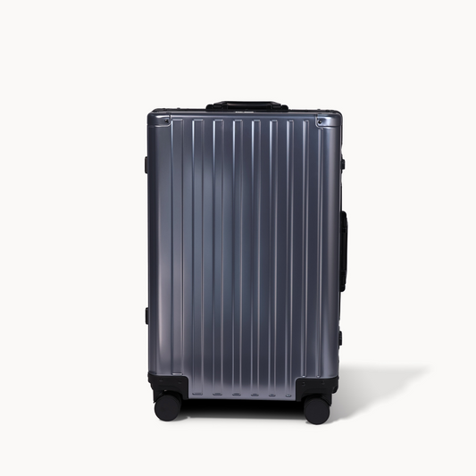 CHAVELLE aluminium luxury suitcase gun metal with hard-shell design highlighting durable aluminium construction