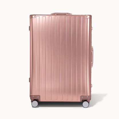 CHAVELLE aluminium luxury suitcase rose gold with hard-shell design highlighting durable aluminium construction