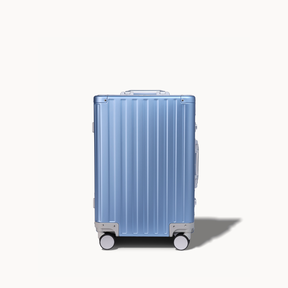 CHAVELLE aluminium luxury suitcase blue with hard-shell design highlighting durable aluminium construction