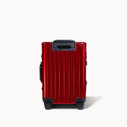 CHAVELLE luxury aluminium suitcase  cherry red back profile with glossy finish 