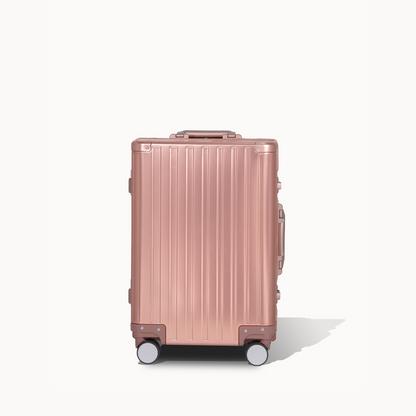 CHAVELLE aluminium luxury suitcase rose gold with hard-shell design highlighting durable aluminium construction