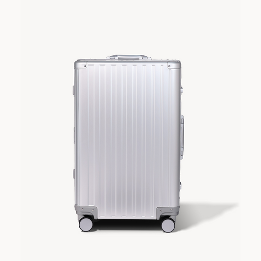 CHAVELLE aluminium luxury suitcase silver with hard-shell design highlighting durable aluminium construction